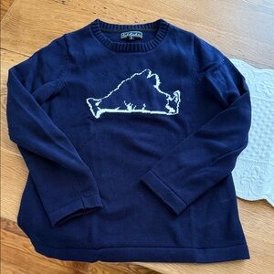 Latitude Navy Crewneck Sweater with White Graphic